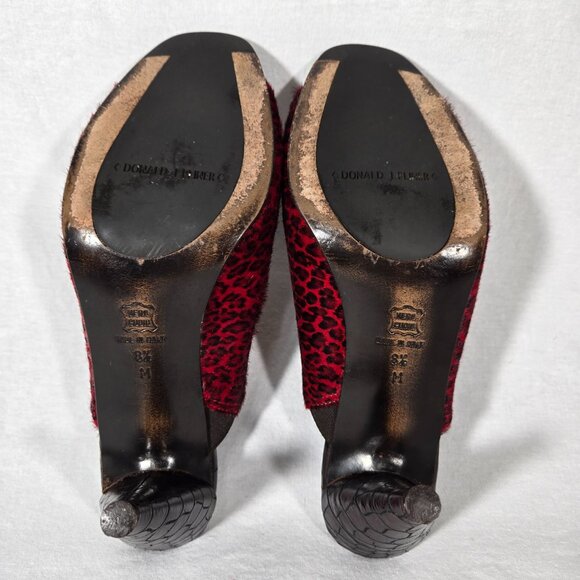RARE Vintage Y2K Mobwife LEATHER Red & Black Animal Print Heel Sandals Size 8.5M - Picture 17 of 17